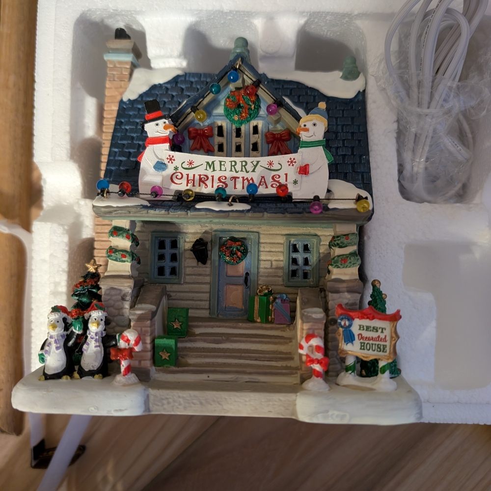 Festive Christmas House Decoration with Snowmen